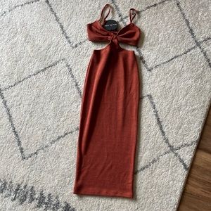 Rust Cutout midi dress